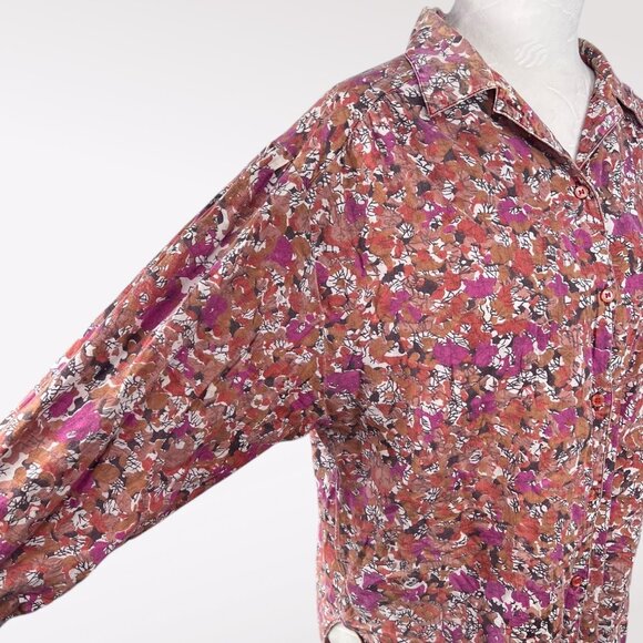 Vintage ABVIEN 3/4 Sleeve Button Down Shirt Soft Floral Cotton Size Medium - Picture 7 of 9